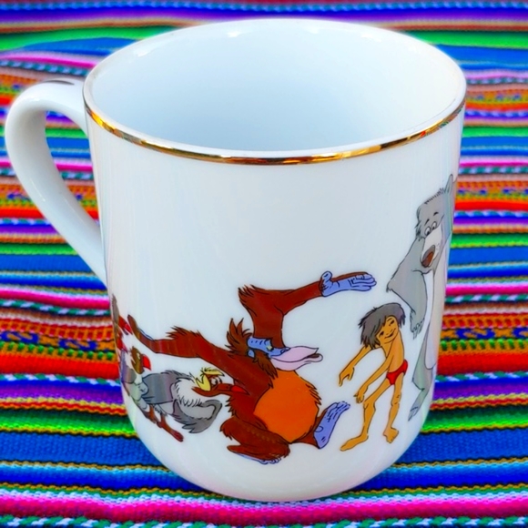 Disney's The Jungle Book Ceramic Cup Gold Trim with Characters - Picture 9 of 9